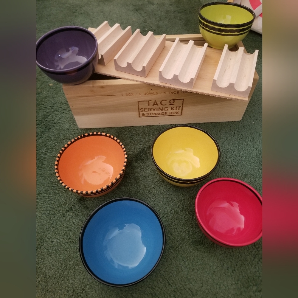 Wooden Taco Serving Kit & Storage Box